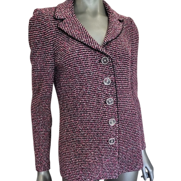 St. John Jackets & Blazers - CC. Vtg. St. John Pink and Black Tweed Blazer - Size 6